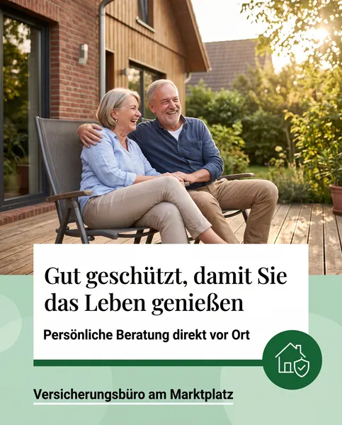 Anzeige Versicherungsbüro, Vorlage Foto + Textkarte