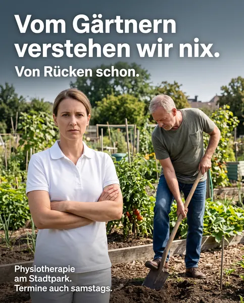 Anzeige Physiotherapie, Vorlage Selbstironie